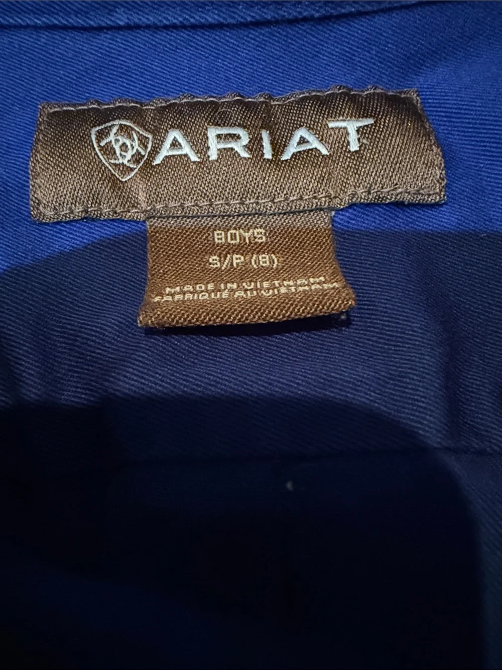Ariat Men's Button-Down Shirt — Blue with White Logo